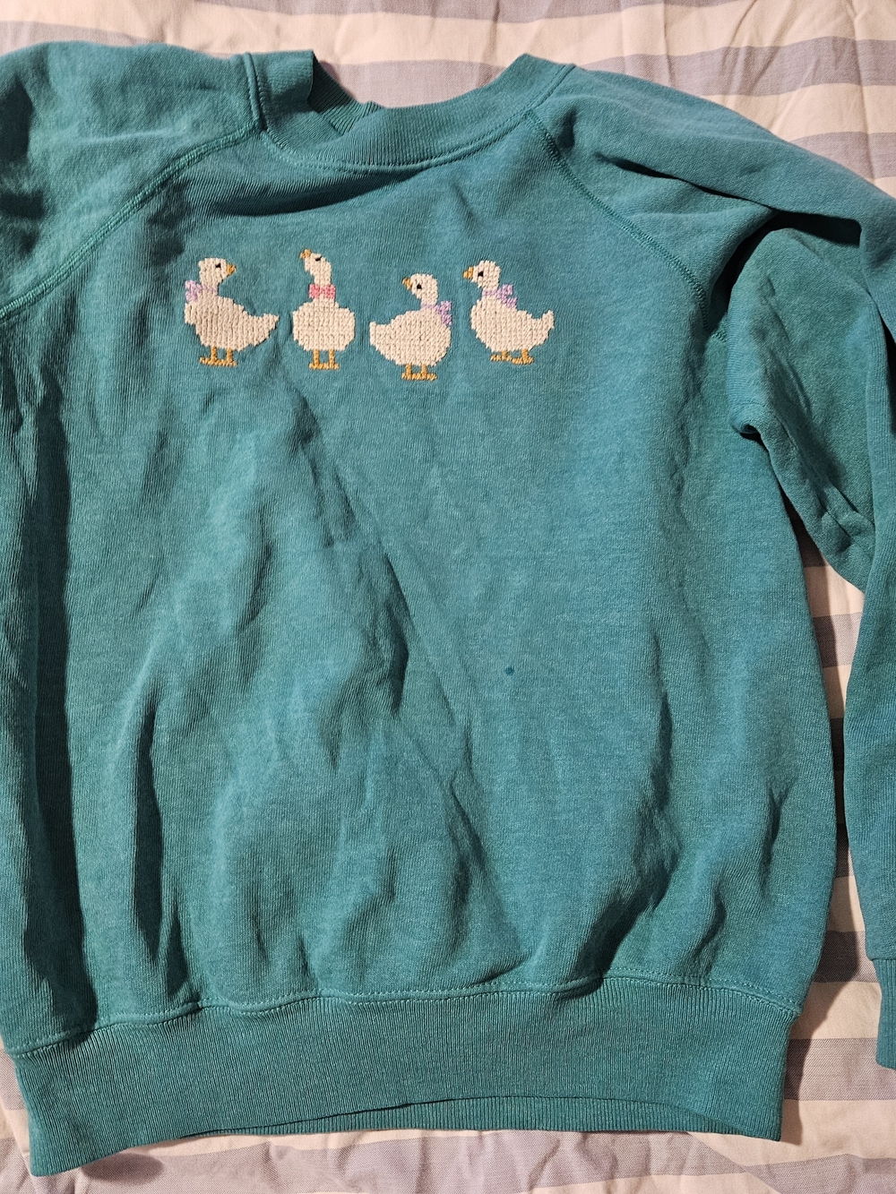 Vintage Hanes Teal Crewneck Sweatshirt with White Duck Embroidery